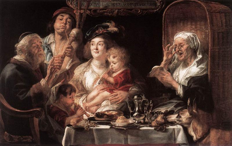 JORDAENS, Jacob As the Old Sang the Young Play Pipes dy china oil painting image